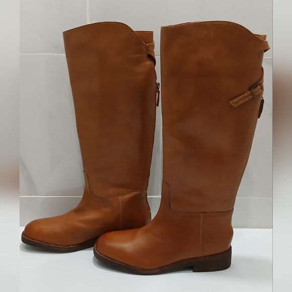 Free People Womens Everly Equestrian Leather Boots Size 7 Tan NWOT - Picture 10 of 16